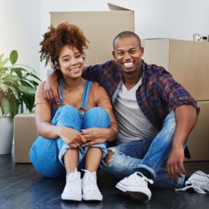 young couple moving