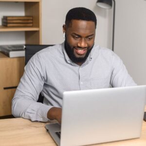 person writing email