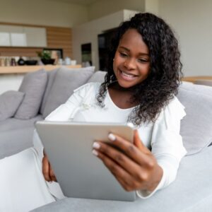person using tablet