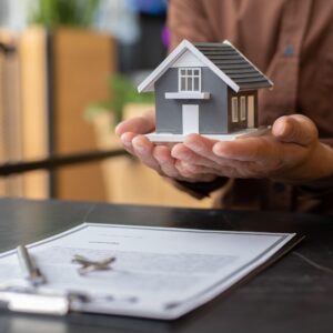 person holding a small house
