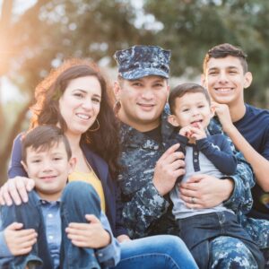 A military member with his family