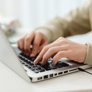 researching on a computer